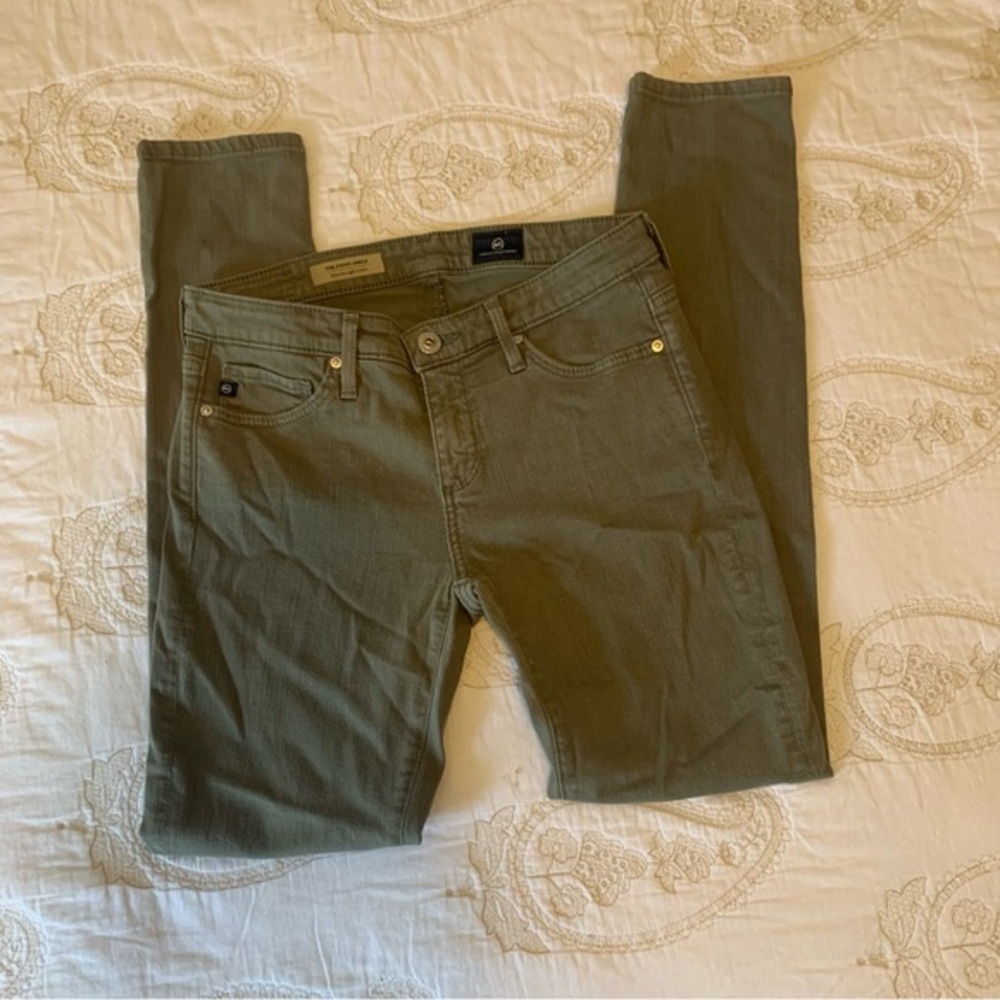AG Adriano Goldschmied Olive Green Skinny Jeans Ladies 25R